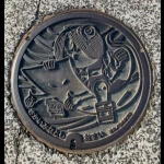 一反もめんに乗った鬼太郎（水木しげるロード（ゲゲゲの鬼太郎）マンホール）