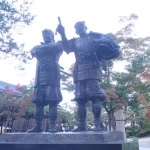 上杉景勝と直江兼続（米沢城址）（戦国時代の武将像コレクション）