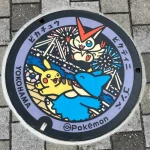 ピカチュウ、ビクティニ、ゴンべ（神奈川県のポケふた）